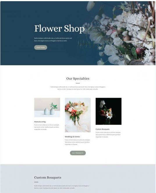 strona dla kwiaciarni na szablonie wordpress