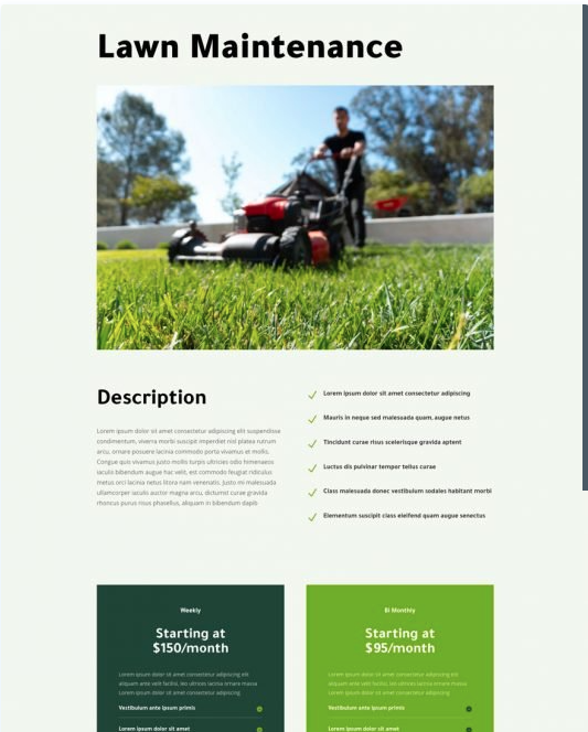 strona internetowa dla firmy koszącej trawniki na wordpress