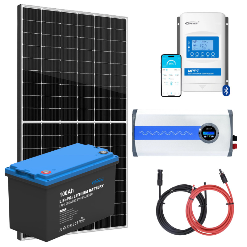 elektrownia sloneczna 435w z akumulatorem 100ah przetwornica 1000w oraz regulatorem mppt