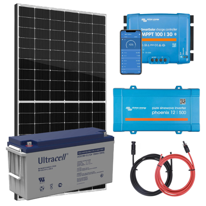 elektrownia sloneczna 435wp z akumulatorem zasilanie 230v moc 400w mppt