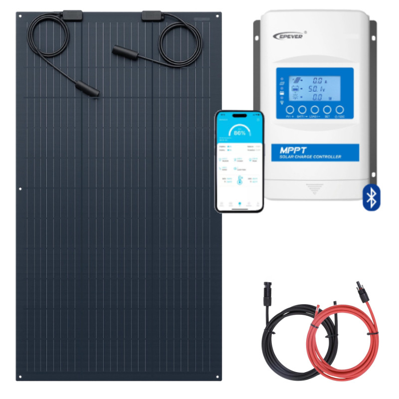 zestaw do kampera panel elastyczny 105w z regulatorem mppt 6
