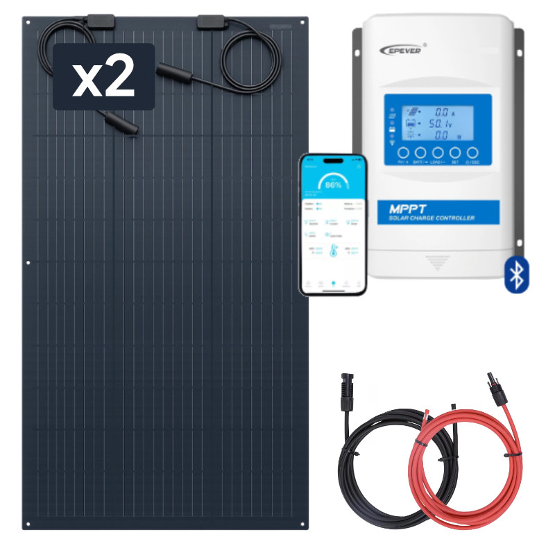 zestaw do kampera panel elastyczny 2x 105w regulator ladowania 20a 6