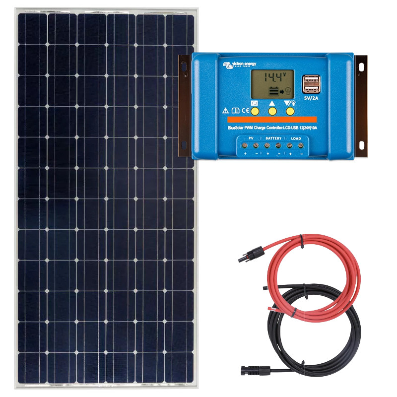 zestaw do kampera panel sztywny 150w regulator ladowania 10a