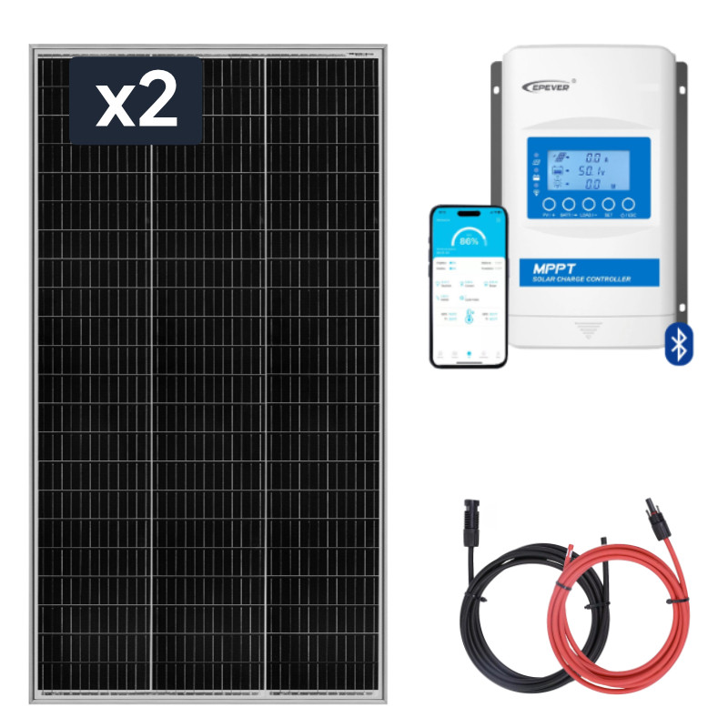 zestaw do kampera panel sztywny 2x180w regulator ladowania mppt