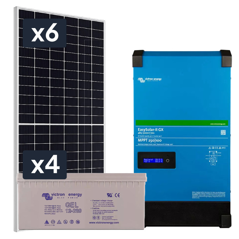 Obrazek produktu Elektrownia słoneczna 2730Wp Hybrydowa z akumulatorami 880Ah i przetwornicą 4000W (SKU: 2562) importowany z CSV (SunTrack)