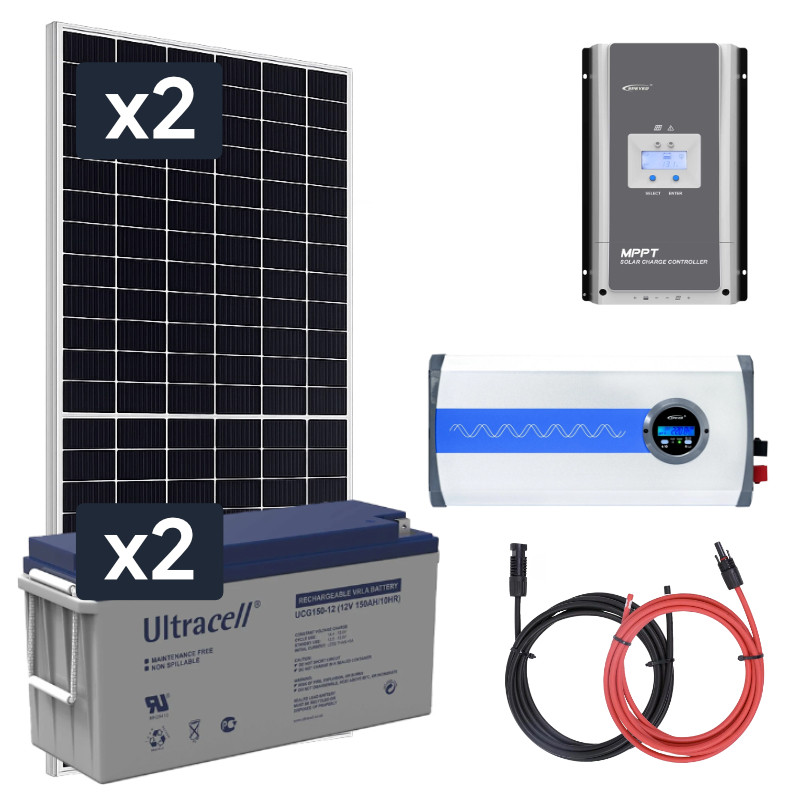 Obrazek produktu Elektrownia słoneczna 910W z akumulatorem zasilanie 230V moc 1500W + MPPT (SKU: 3055) importowany z CSV (SunTrack)