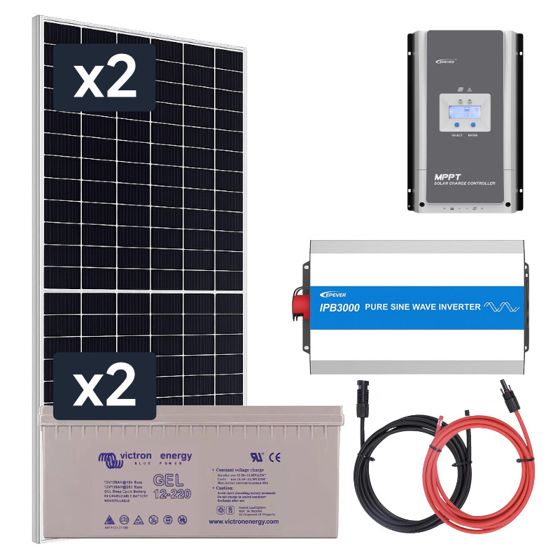 Obrazek produktu Elektrownia słoneczna 910W z akumulatorem zasilanie 230V moc 3000W + MPPT (SKU: 3054) importowany z CSV (SunTrack)