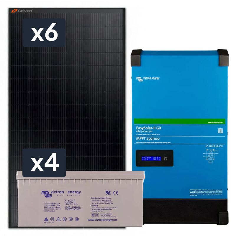 Obrazek produktu Elektrownia słoneczna 2610Wp Hybrydowa z akumulatorami 880Ah i przetwornicą 4000W (SKU: 2562) importowany z CSV (SunTrack)