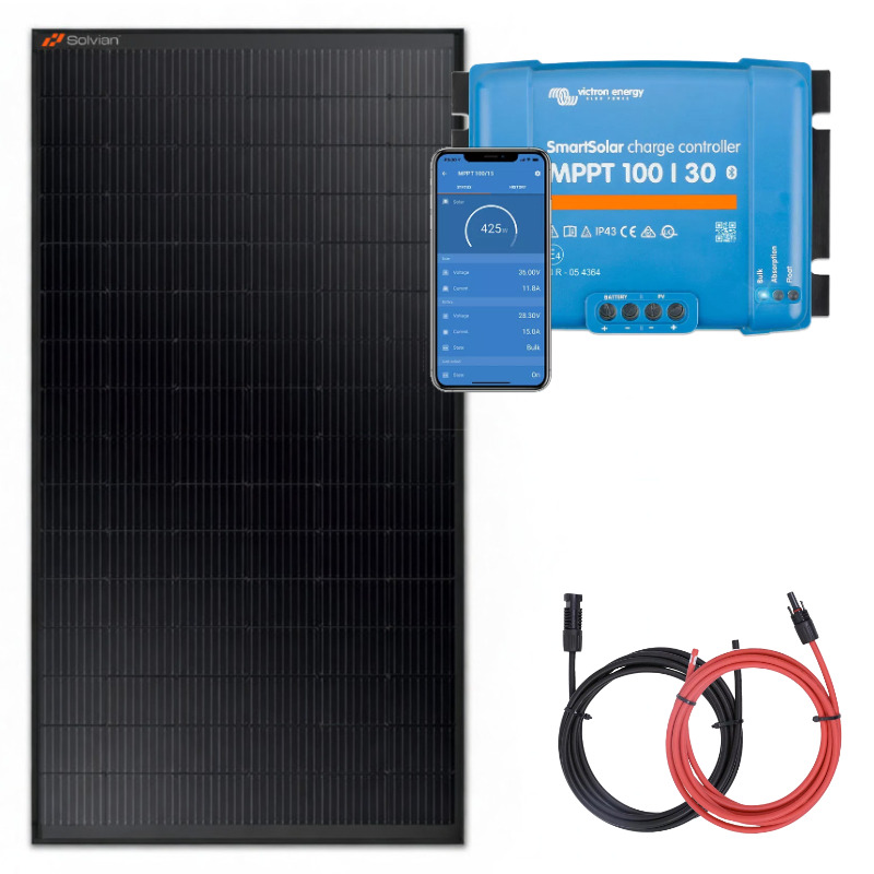 Obrazek produktu Zestaw do kampera panel sztywny 435W, regulator ładowania 30A MPPT (SKU: 2587) importowany z CSV (SunTrack)