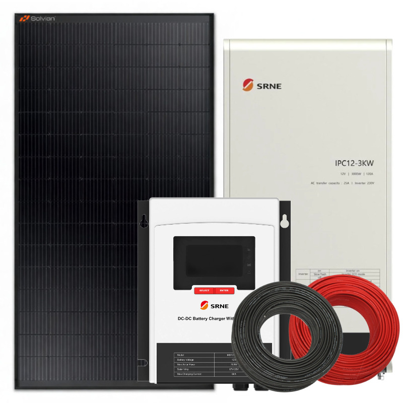 Obrazek produktu Zestaw solarny 435 W do kampera – ładowanie dwóch akumulatorów i zasilanie z alternatora (SKU: 3977) importowany z CSV (SunTrack)